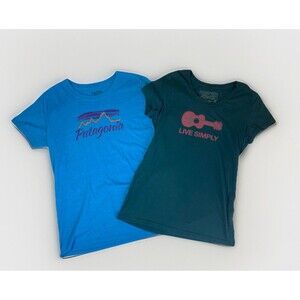 Set Of 2 Patagonia Short Sleeve Tops Size Medium Blue Cotton